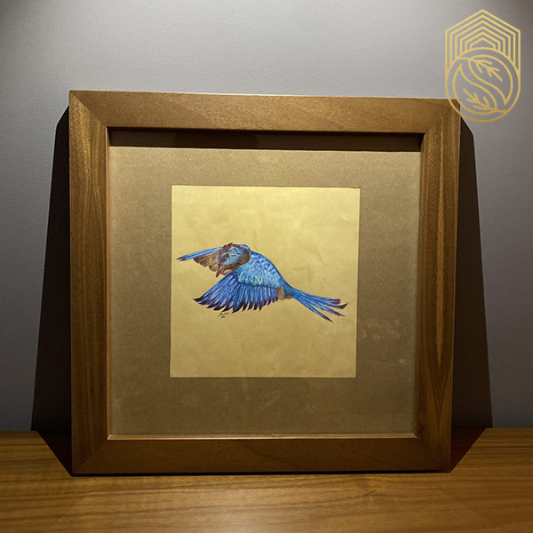 تابلو نقاشی پرنده آبی