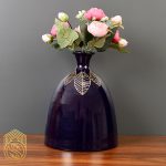 گلدان دکوری و تزئینی سفالی طرح لیکا بنفش